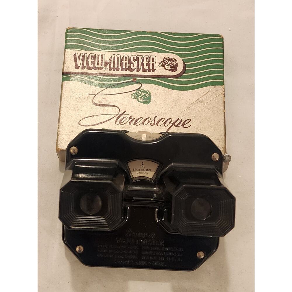Vintage Sawyer's View-Master Model C Bakelite 1954 Wisconsin Reel Original Box